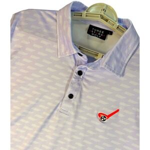 Three Stars Golf Polo Shirt Mens Large Athletic Fit Golf Lightweight USA